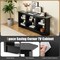 Costway 58" TV Stand with 6 Open Storage Shelves Shelf for 18 inch Fireplace(not included) Black/Grey